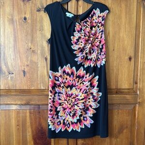 Black Dress with Vibrant Floral Pattern